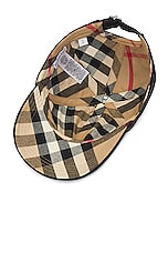 Burberry Check Lined Baseball Hat in Black, view 3, click to view large image.
