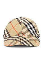 Burberry Bias Check Baseball Hat in Sand, view 1, click to view large image.
