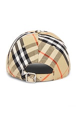 Burberry Bias Check Baseball Hat in Sand, view 3, click to view large image.