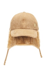 Burberry Corduroy Trapper Hat in Teddy, view 1, click to view large image.