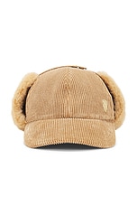 Burberry Corduroy Trapper Hat in Teddy, view 4, click to view large image.