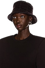 Burberry Wool Check Bucket Hat in Charcoal Grey, view 2, click to view large image.