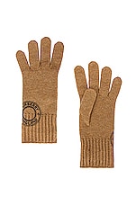 Burberry Graphic Logo Cashmere Gloves in Camel, view 1, click to view large image.