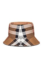 Burberry Bucket Hat in Birch Brown IP Check, view 3, click to view large image.