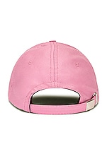 Burberry Horseferry Motif Baseball Cap in Primrose Pink, view 3, click to view large image.