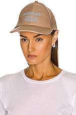 Burberry Horseferry Motif Baseball Cap in Soft Fawn, view 2, click to view large image.
