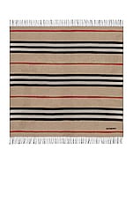 Burberry Solid to Stripe Blanket in Archive Beige, view 3, click to view large image.