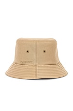 Burberry Cotton Gabardine Bucket Hat in Honey, view 3, click to view large image.