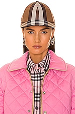 Burberry Check Baseball Cap in Birch Brown, view 2, click to view large image.