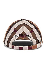 Burberry Check Baseball Cap in Birch Brown, view 3, click to view large image.