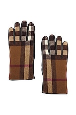 Burberry Gabriel Icon Stripe Gloves in Birch Brown, view 1, click to view large image.