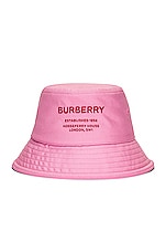 Burberry Establishment Embroidery Bucket Hat in Primrose Pink, view 1, click to view large image.