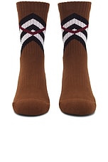 Burberry Chevron Sports Sock in Dark Birch Brown, view 2, click to view large image.