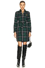 Burberry Runway Check C2 Shirt Dress in Dark Viridian Green, view 1, click to view large image.