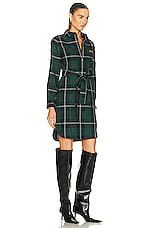 Burberry Runway Check C2 Shirt Dress in Dark Viridian Green, view 3, click to view large image.