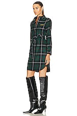 Burberry Runway Check C2 Shirt Dress in Dark Viridian Green, view 4, click to view large image.