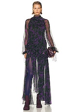 Burberry Long Asymmetrical Dress in Vine IP Pattern, view 1, click to view large image.
