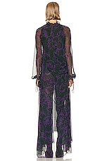 Burberry Long Asymmetrical Dress in Vine IP Pattern, view 3, click to view large image.