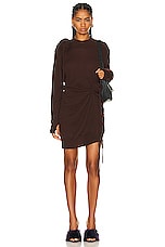 Burberry Draped Long Sleeve Dress in Treacle, view 1, click to view large image.