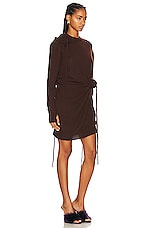 Burberry Draped Long Sleeve Dress in Treacle, view 2, click to view large image.