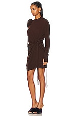 Burberry Draped Long Sleeve Dress in Treacle, view 3, click to view large image.