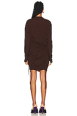 Burberry Draped Long Sleeve Dress in Treacle, view 4, click to view large image.