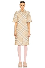 Burberry Button Down Dress in Flax Check, view 1, click to view large image.