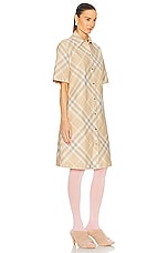 Burberry Button Down Dress in Flax Check, view 2, click to view large image.