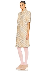 Burberry Button Down Dress in Flax Check, view 3, click to view large image.