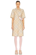 Burberry Button Down Dress in Flax Check, view 5, click to view large image.