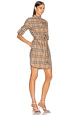 Burberry Long Sleeve Dress in Archive Beige Check, view 2, click to view large image.