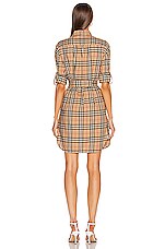 Burberry Long Sleeve Dress in Archive Beige Check, view 3, click to view large image.