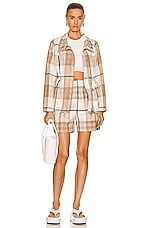 Burberry Tawney Short in Frosted White Check, view 4, click to view large image.