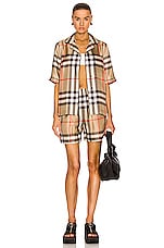 Burberry Tawney Short in Archive Beige IP Check, view 4, click to view large image.