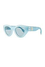 Burberry Classic Reloaded Sunglasses in Milky Topaz Blue, view 2, click to view large image.