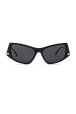 Burberry Rectangle Sunglasses in Black & Light Gold, view 1, click to view large image.