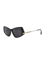 Burberry Rectangle Sunglasses in Black & Light Gold, view 2, click to view large image.