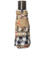 Burberry Compact Umbrella in Sand IP Check, view 2, click to view large image.