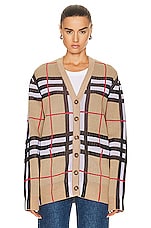 Burberry Check Cardigan in Archive Beige, view 2, click to view large image.