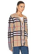 Burberry Check Cardigan in Archive Beige, view 3, click to view large image.