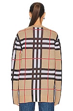 Burberry Check Cardigan in Archive Beige, view 4, click to view large image.