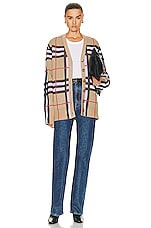 Burberry Check Cardigan in Archive Beige, view 5, click to view large image.
