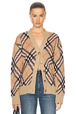 Burberry Long Sleeve Cardigan in Sand IP Check, view 1, click to view large image.