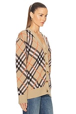 Burberry Long Sleeve Cardigan in Sand IP Check, view 3, click to view large image.