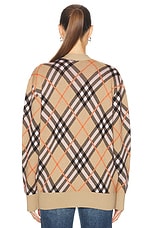 Burberry Long Sleeve Cardigan in Sand IP Check, view 4, click to view large image.