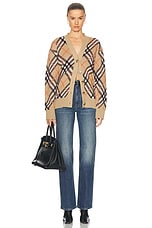 Burberry Long Sleeve Cardigan in Sand IP Check, view 5, click to view large image.