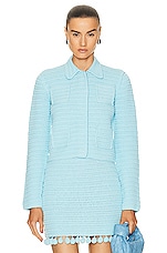 Burberry Crochet Jacket in Bright Topaz Blue, view 1, click to view large image.