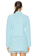 Burberry Crochet Jacket in Bright Topaz Blue, view 3, click to view large image.