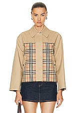 Burberry Hawkley Jacket in Honey & Archive Beige IP Check, view 1, click to view large image.