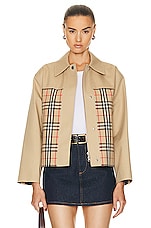 Burberry Hawkley Jacket in Honey & Archive Beige IP Check, view 2, click to view large image.